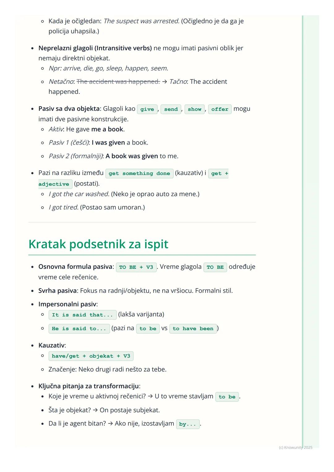 # Pasiv (svi oblici, impersonalni
pasiv i kauzativ)

Uvod i pregled pasiva

Pasiv je gramatička konstrukcija gde subjekat rečenice trpi radn