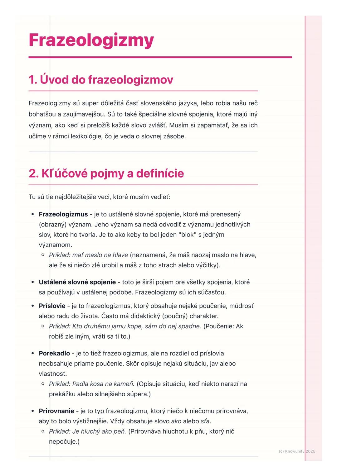 # Frazeologizmy

## 1. Úvod do frazeologizmov

Frazeologizmy sú super dôležitá časť slovenského jazyka, lebo robia našu reč
bohatšou a zaují