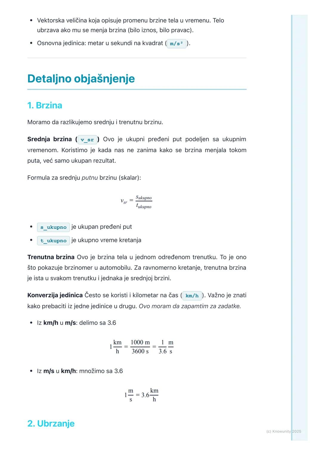 # Brzina i ubrzanje

# Uvod u brzinu i ubrzanje

Kinematika opisuje kretanje tela, a da ne ulazi u to zašto se kreću (to je
dinamika). Dva o