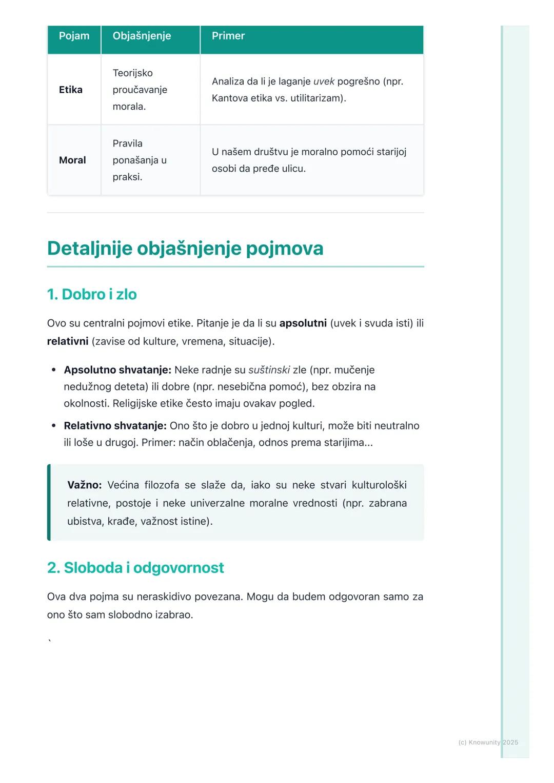 # Osnovni pojmovi etike

## Uvod u osnovne pojmove etike

Etika je grana filozofije koja se bavi moralom, tj. proučavanjem onoga što je
ispr