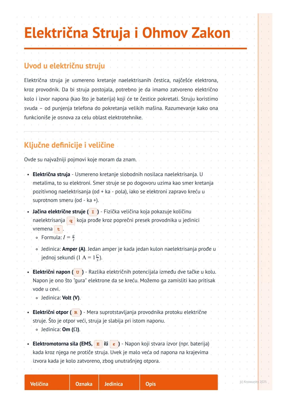 # Električna Struja i Ohmov Zakon

Uvod u električnu struju

Električna struja je usmereno kretanje naelektrisanih čestica, najčešće elektro