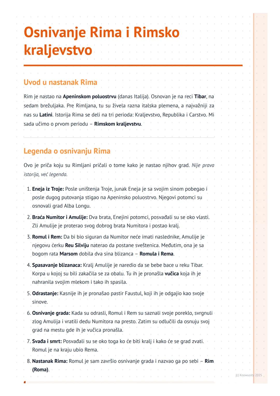 Osnivanje Rima i Rimsko kraljevstvo