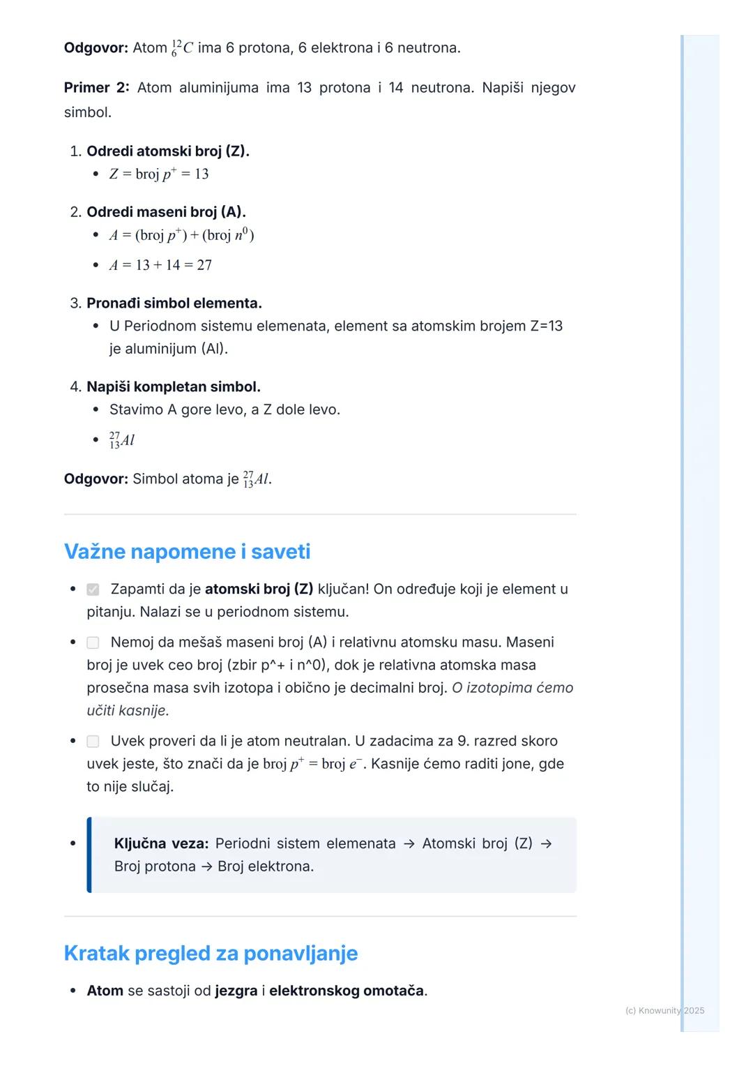 # Građa atoma

## Uvod u građu atoma

Sve oko nas, sve što vidimo i osećamo, sastoji se od sićušnih čestica koje se
zovu atomi. Dugo se misl