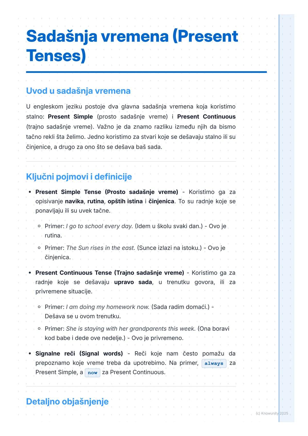 Sadašnja vremena (Present Tenses)