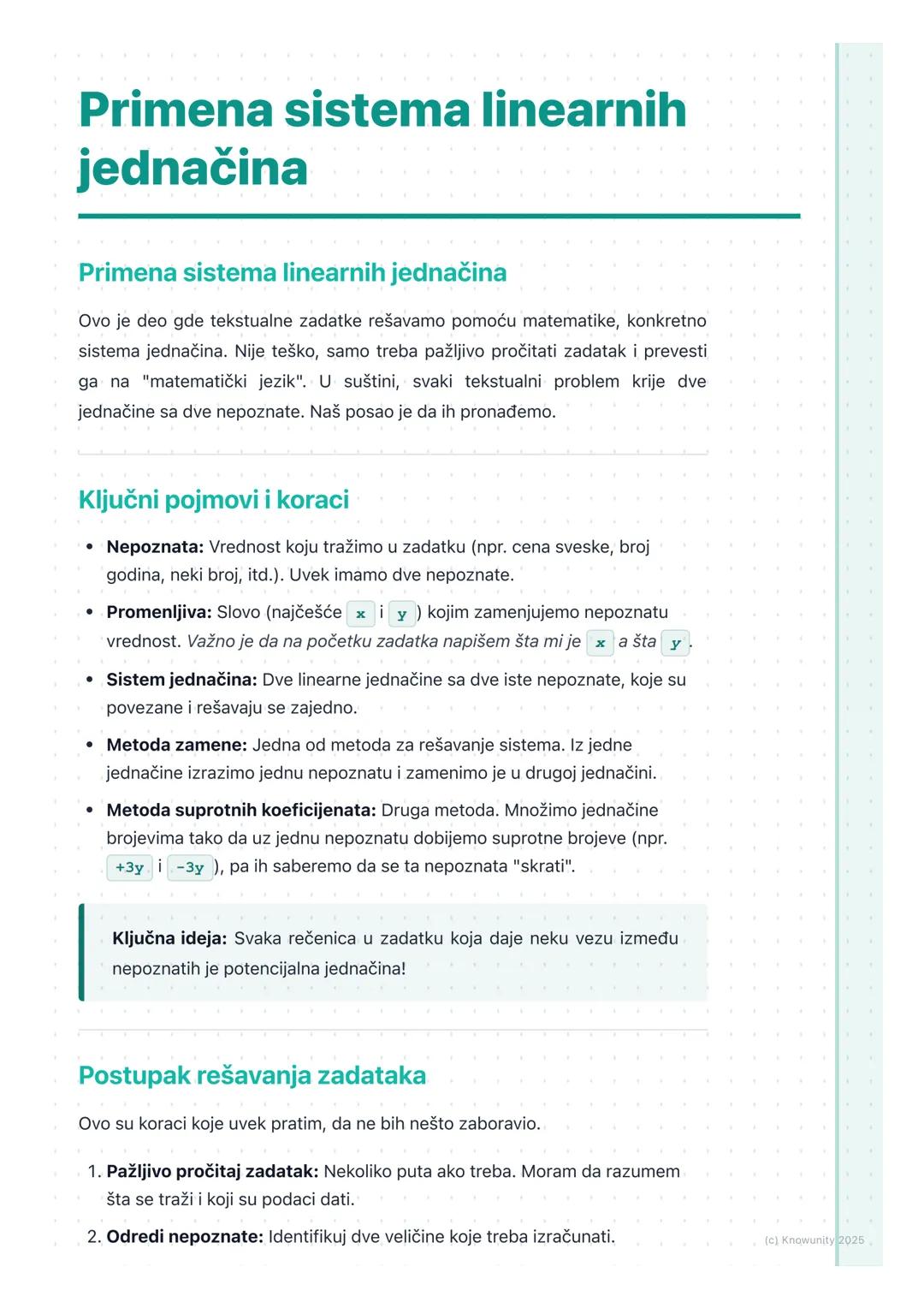 # Primena sistema linearnih
jednačina

Primena sistema linearnih jednačina

Ovo je deo gde tekstualne zadatke rešavamo pomoću matematike, ko
