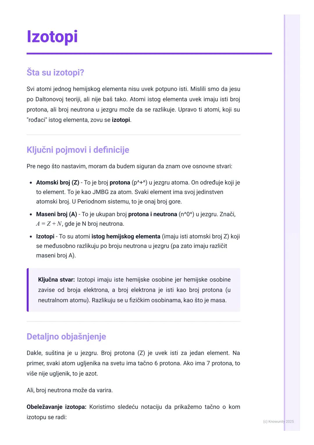 # Izotopi

Šta su izotopi?

Svi atomi jednog hemijskog elementa nisu uvek potpuno isti. Mislili smo da jesu
po Daltonovoj teoriji, ali nije 