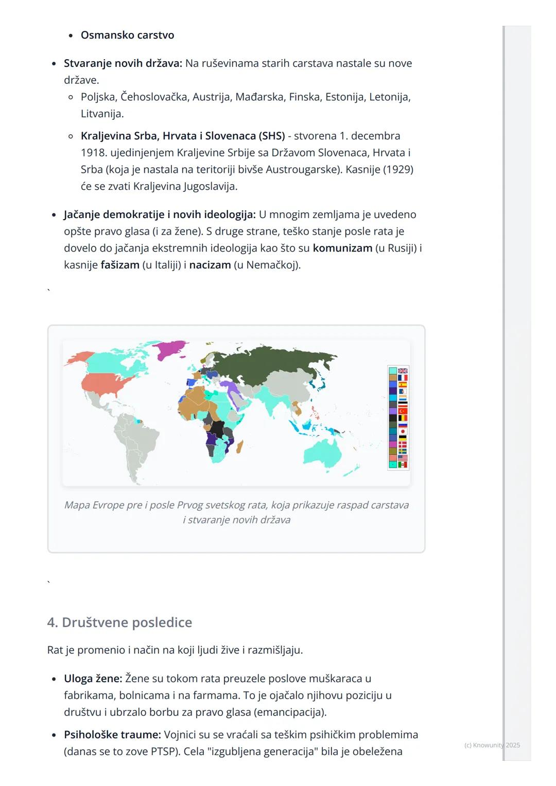 # Posledice Prvog svetskog rata

Uvod u posledice rata

Prvi svetski rat (1914-1918) je bio totalni rat, što znači da je uticao na sve
delov