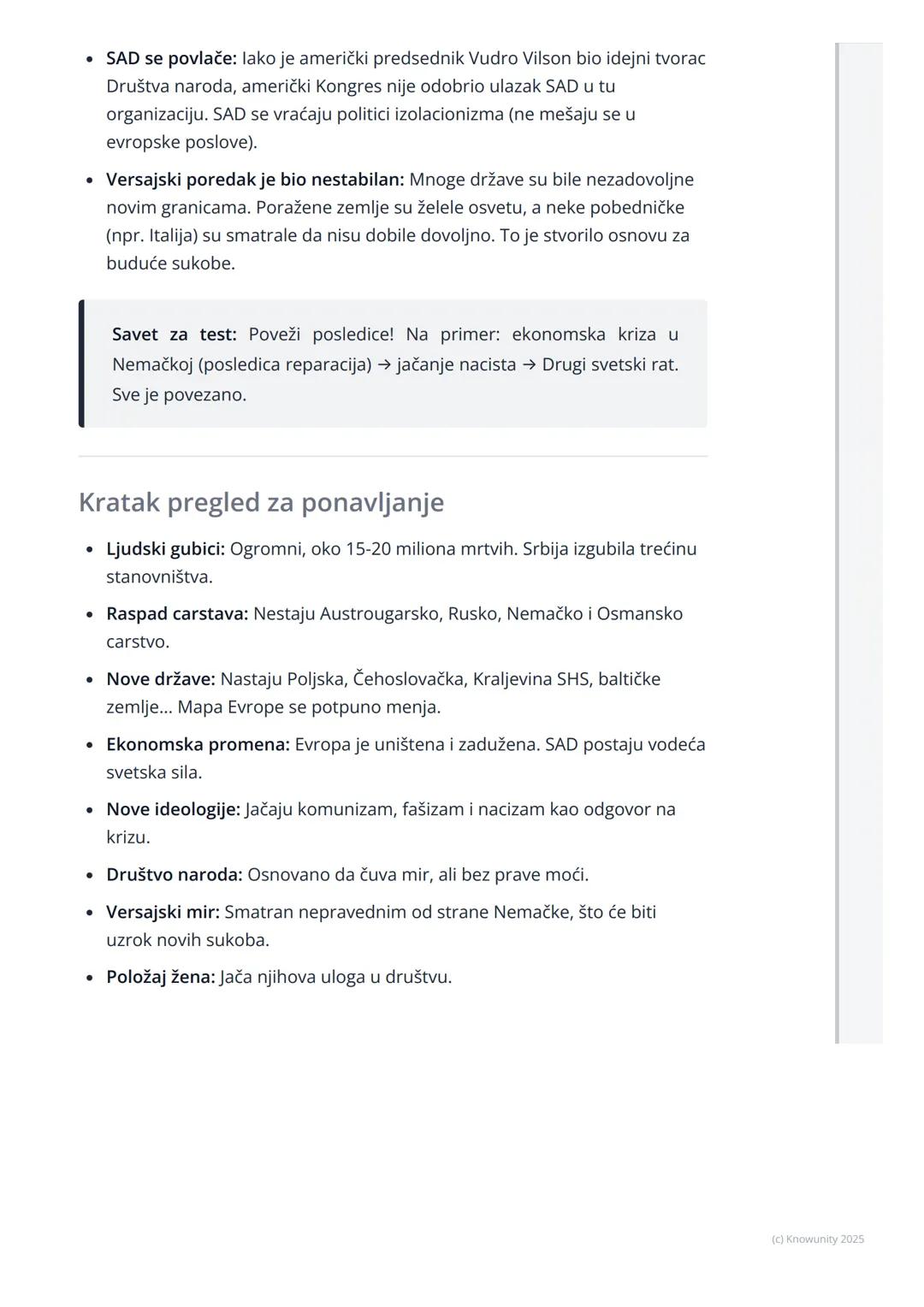 # Posledice Prvog svetskog rata

Uvod u posledice rata

Prvi svetski rat (1914-1918) je bio totalni rat, što znači da je uticao na sve
delov