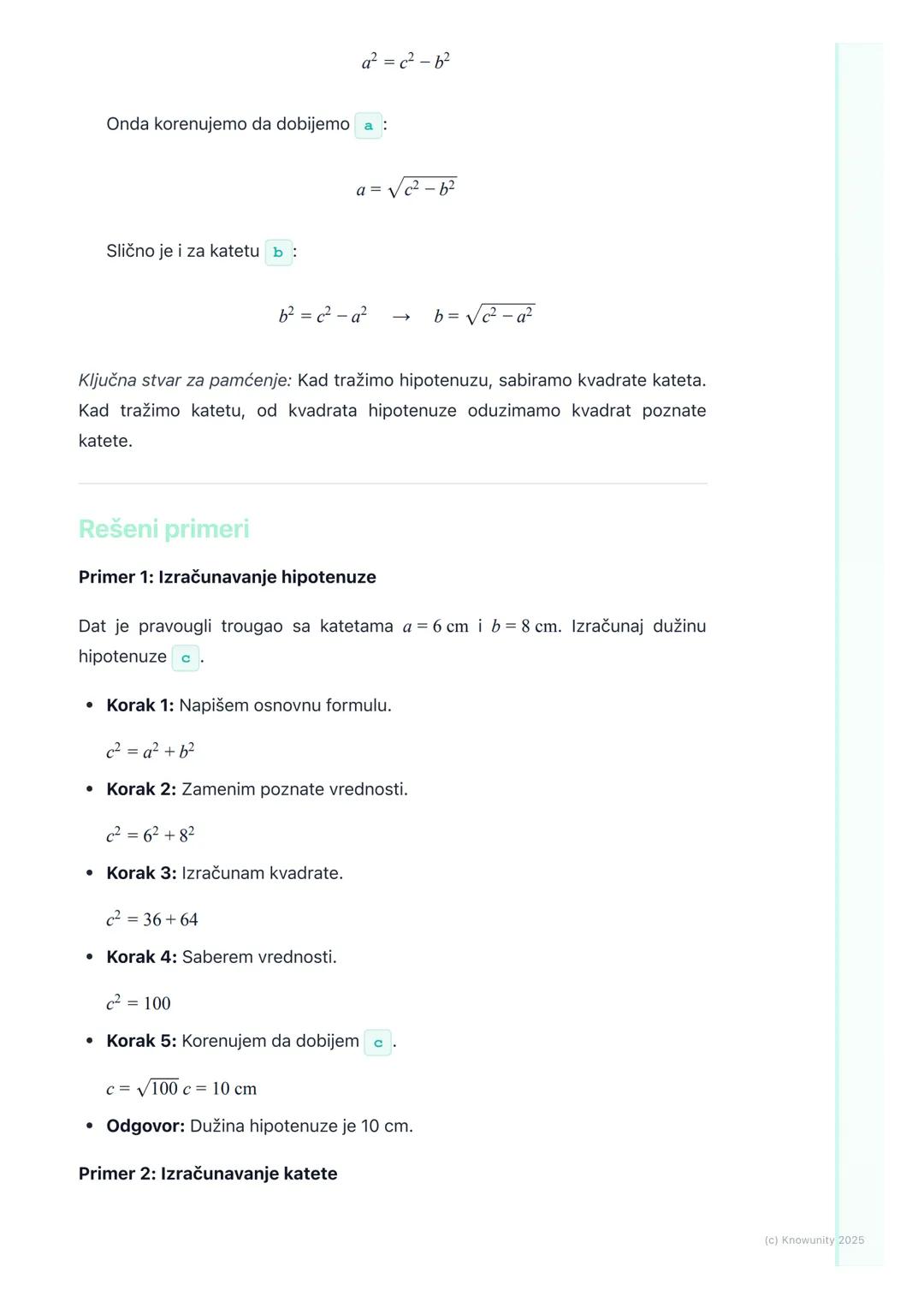 # Pitagorina teorema

Šta je Pitagorina teorema?

Pitagorina teorema je jedna od najvažnijih teorema u matematici. Ona opisuje
vezu između s