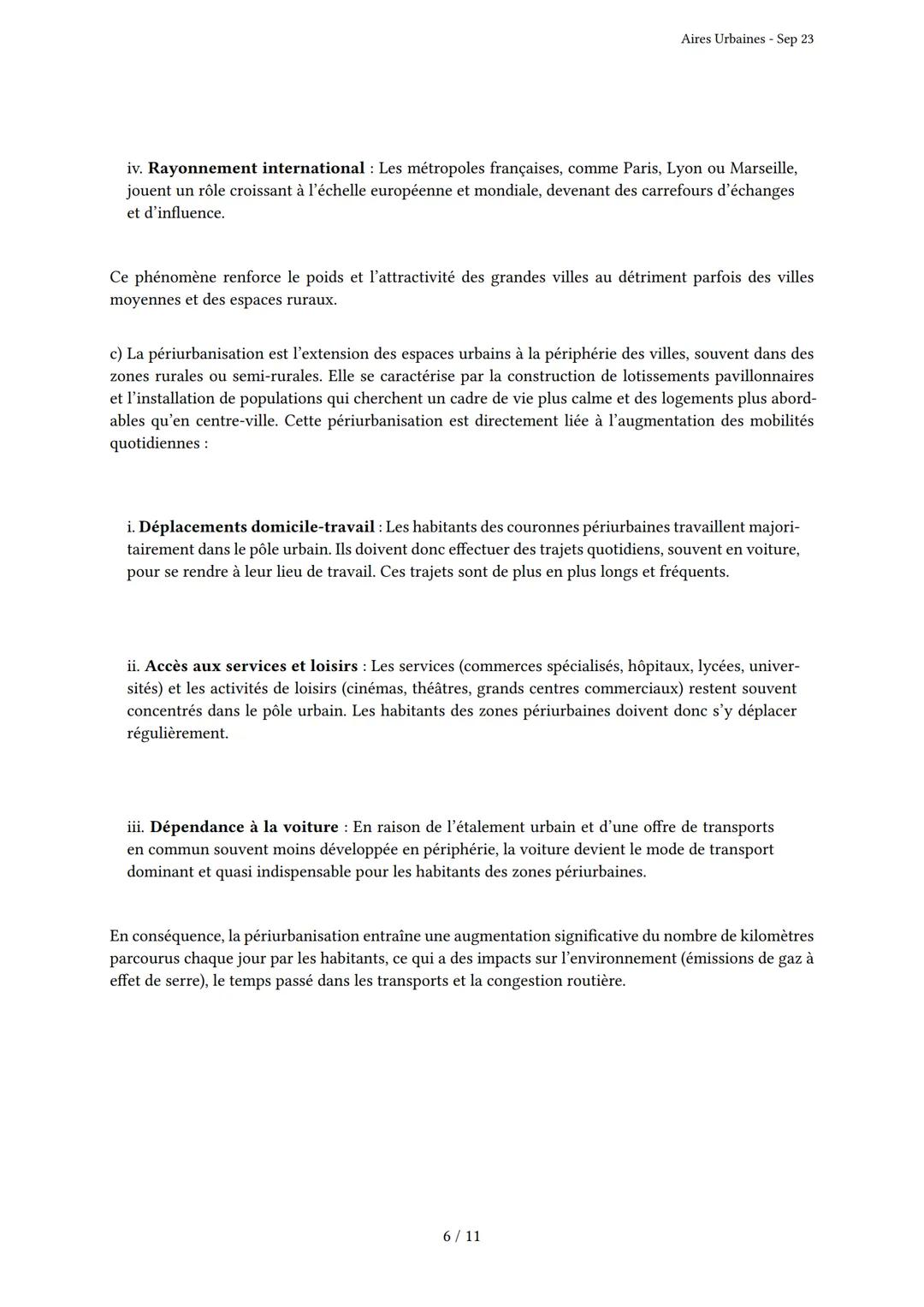 Aires Urbaines

Généré par Knowunity.fr - Sep 23

Description: Cet examen couvre les aires urbaines françaises, la métropolisation et la
pér