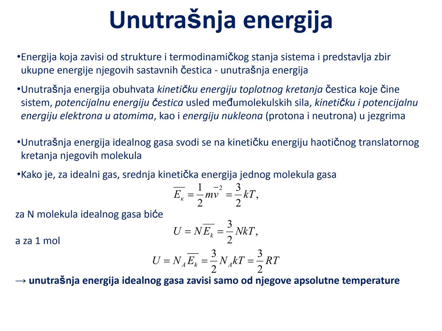 # Termodinamika # Unutrašnja energija i I princip
termodinamike # Uvod
•Termodinamika - oblast fizike u kojoj se proučavaju uslovi transfor