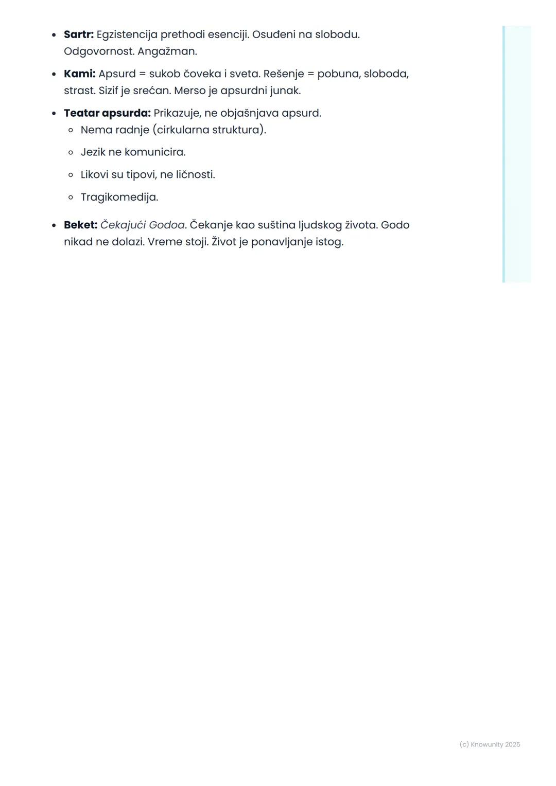 # Egzistencijalizam i teatar
apsurda (Alber Kami, Žan-
Pol Sartr, Semjuel Beket)
Uvod u egzistencijalizam i teatar
apsurda
Posle Drugog sv