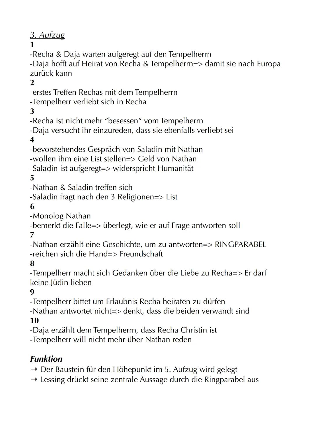 # Nathan der Weise
Autor: Gotthold Ephraim Lessing
Jahr: 1779
Textsorte: Dramatisches Gedicht
Aufbau: 5 Aufzüge/Akte mit jeweiligen Auftrit