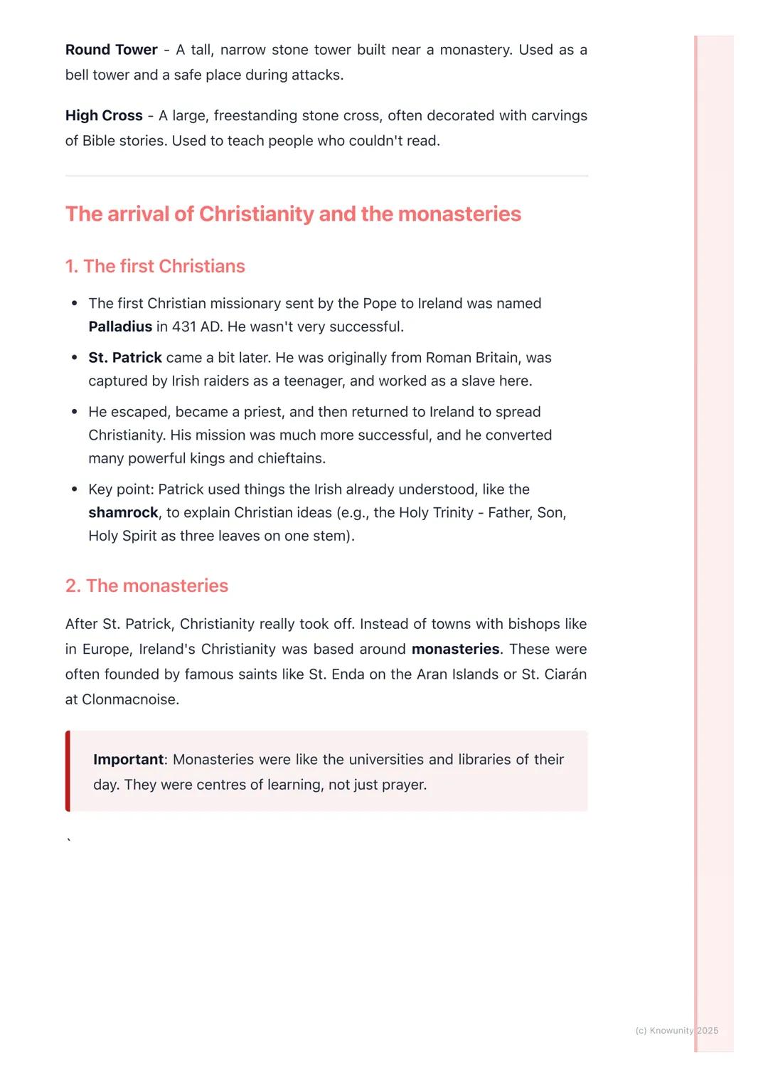 # Early Christian Ireland:
# Monasteries and Saints
An introduction to early Christian Ireland
Before Christianity, Ireland was a pagan co