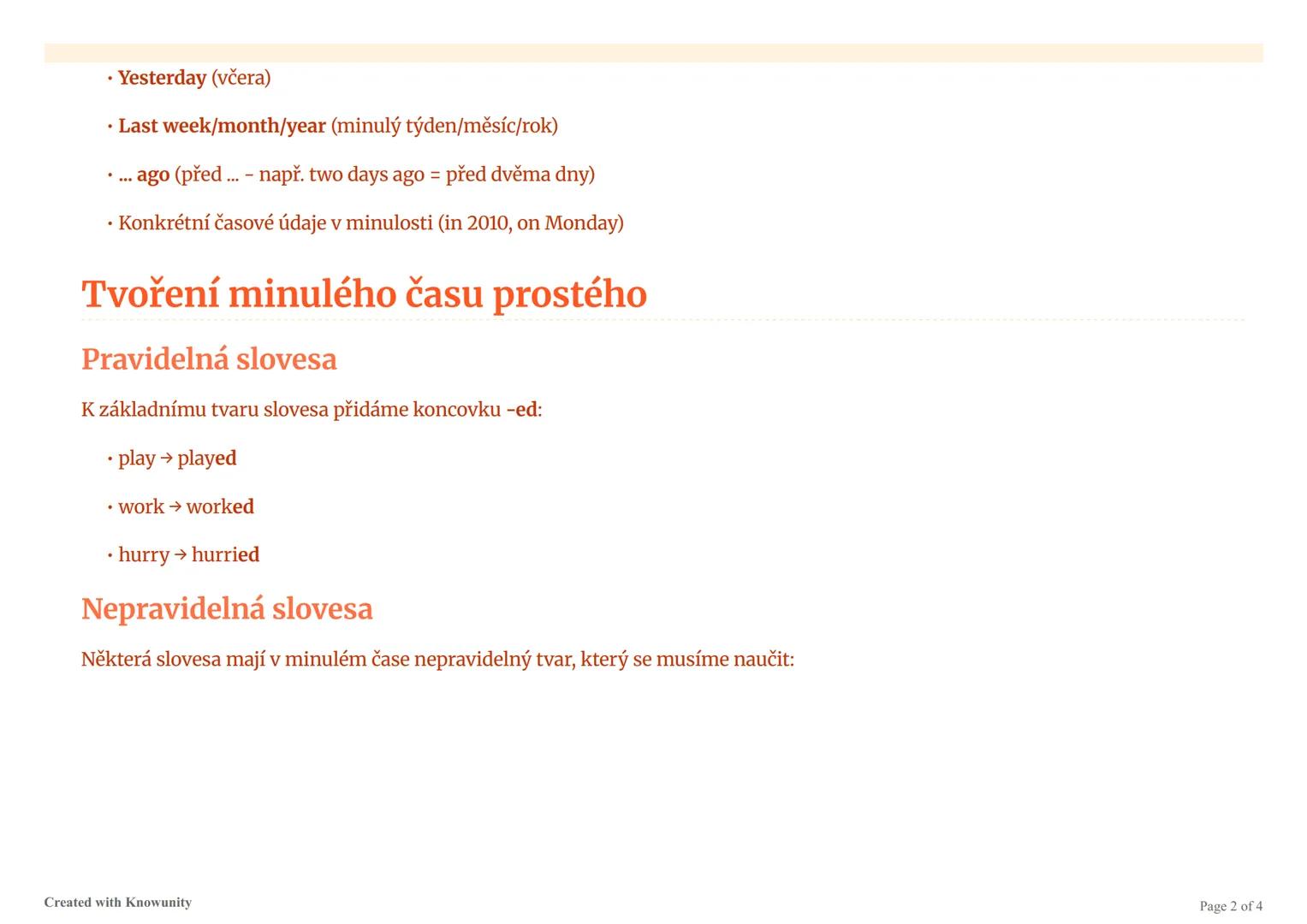 # Minulý čas prostý (Simple Past)
Přehled minulého času prostého v angličtině, jeho použití, tvoření a příklady.
# Minulý čas prostý (Simp