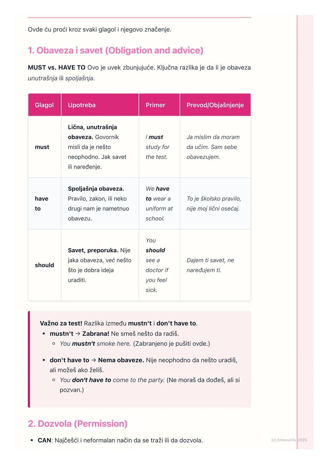 # Modalni glagoli
Uvod u modalne glagole
Modalni glagoli su posebna vrsta pomoćnih glagola. Oni ne opisuju radnju, već
menjaju značenje gl