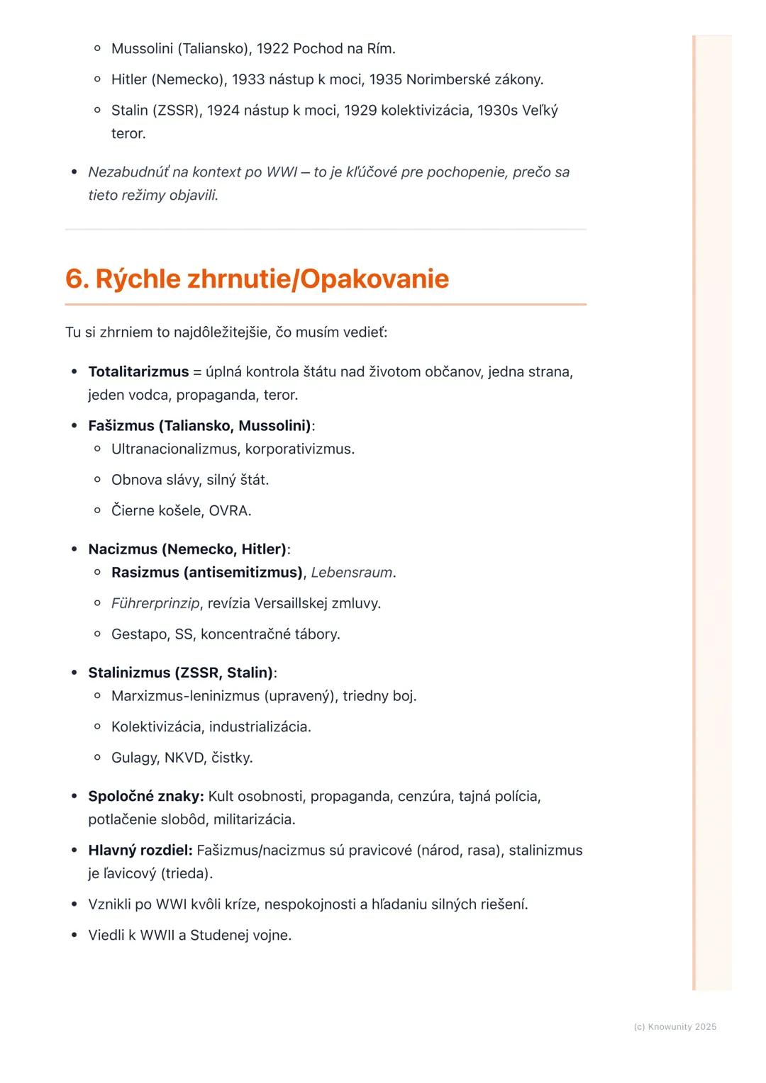 # Vzostup totalitných režimov
(fašizmus, nacizmus,
komunizmus v ZSSR)
1. Prehľad vzostupu totalitných režimov
Po prvej svetovej vojne sa s