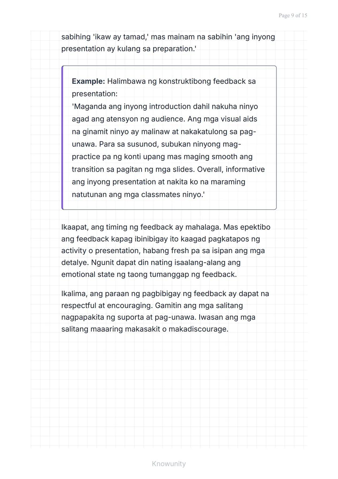 Pakikipagtalastasan at Pagpapahayag: Pakikinig at
Pagbibigay ng Feedback
Pag-aaral ng epektibong pakikinig at
pagbibigay ng feedback
Mga Lay