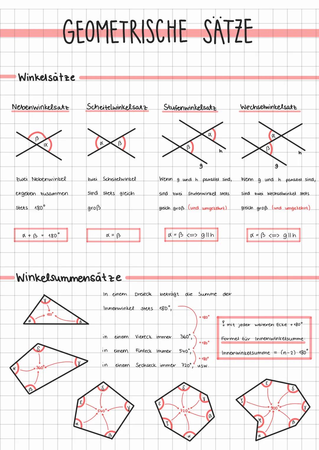 # GEOMETRISCHE SÄTZE
## Winkelsätze
α
*XXX
β
Wechselwinkelsatz
Stufenwinkelsatz
Nebenwinkelsatz
Scheitelwinkelsatz
Zwei Nebenwinkel