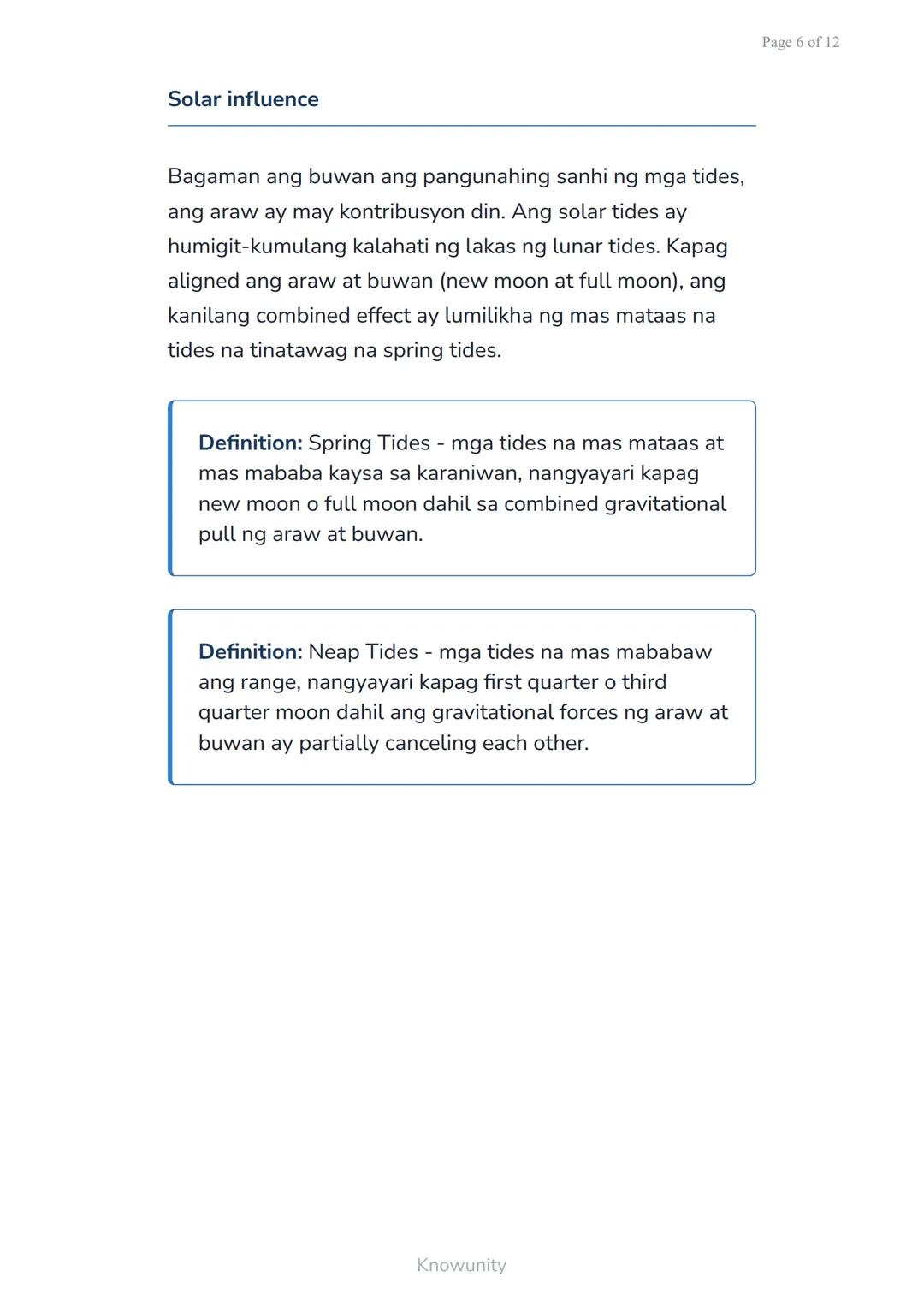 Pag-aaral ng Solar System: Paggalaw ng Buwan at
Epekto sa Tides
Pag-unawa sa paggalaw ng buwan at kung
paano ito nakakaapekto sa tides
Mga L