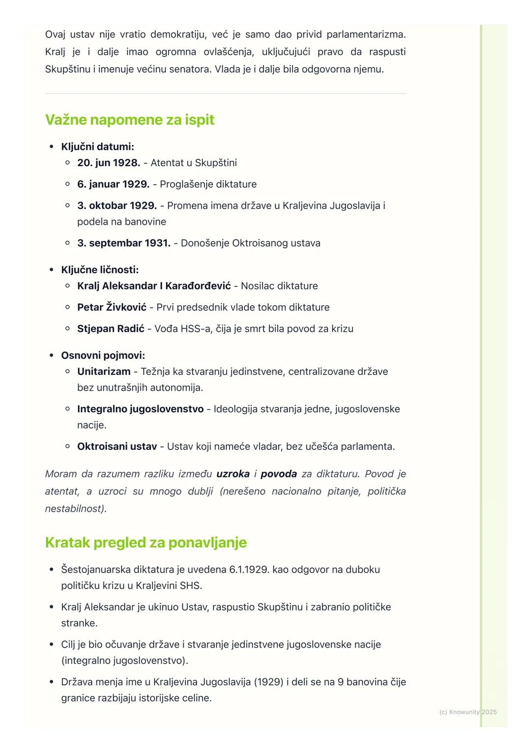 # Šestojanuarska diktatura i
unitarizam
Uvod u krizu parlamentarizma i uzroci diktature
Kraljevina SHS je od samog početka bila opterećena