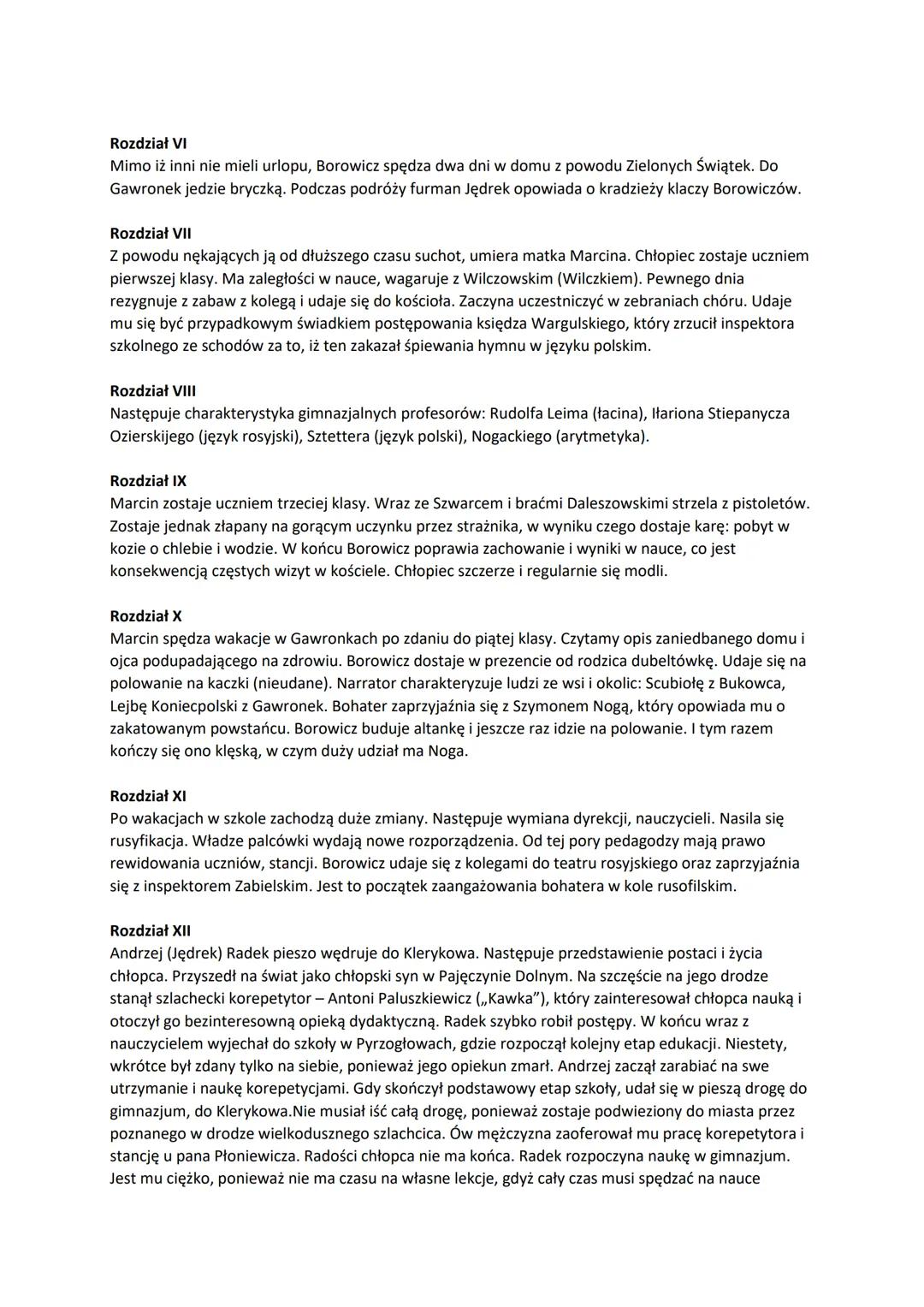 # ,,Syzyfowe prace" - streszczenie
Rozdział I
Rodzice odwożą ośmioletniego Marcina saniami z rodzinnych Gawronek do szkoły początkowej w
Ow