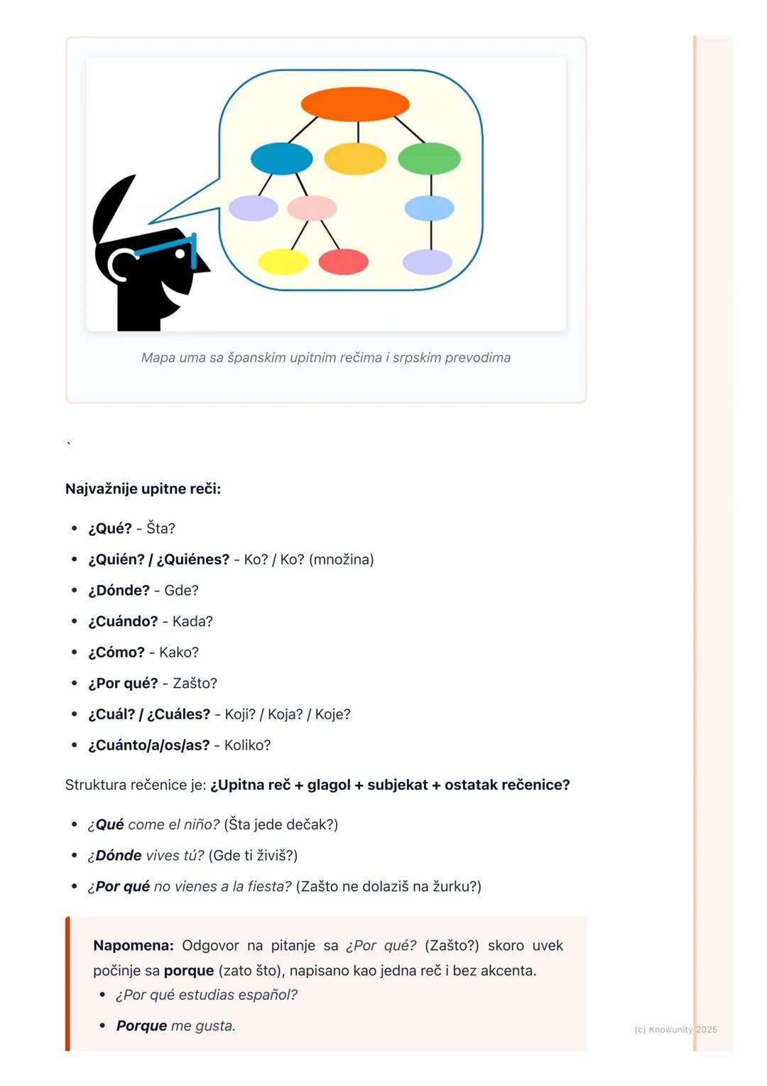 # Pitanja i negacije
Uvodni pregled: Pitanja i negacije
Ovo je osnova za svaki razgovor na španskom. Bez ovoga ne mogu ni da pitam
nešto,